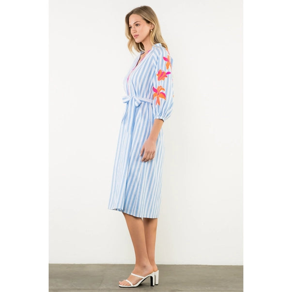 Striped embroidered Dress