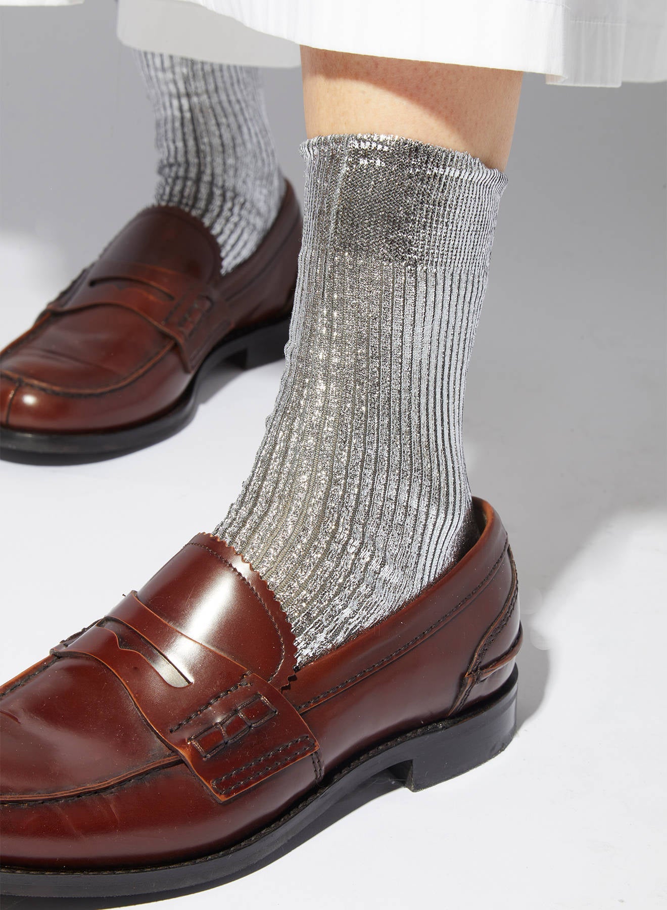Metallic Ribbed Socks