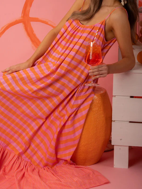 Susannah Maxi - Coral Pink Stripe