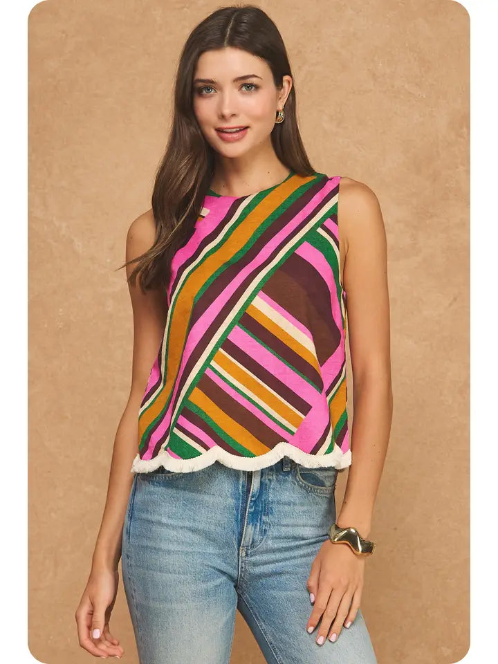 Festive Fringe Scalloped Top