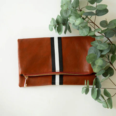 Preppy Stripe Foldover Clutch
