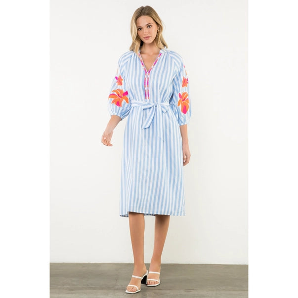 Striped embroidered Dress