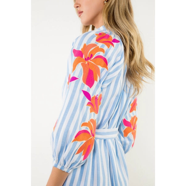 Striped embroidered Dress