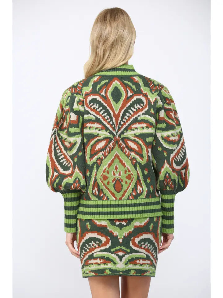Green Print Sweater
