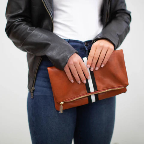 Preppy Stripe Foldover Clutch