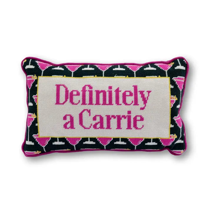 Definitely A Carrie Needlepoint Pillow