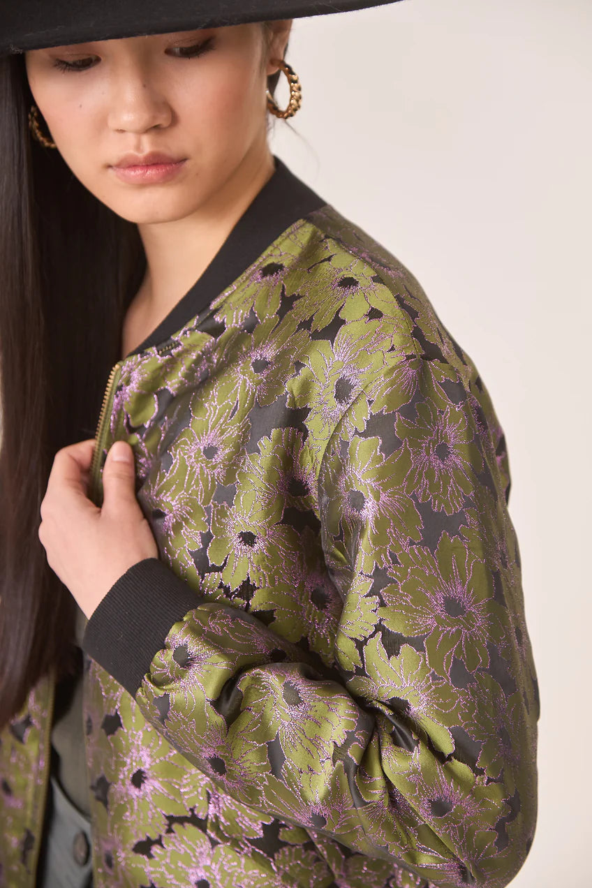 Green Jacquard Bomber