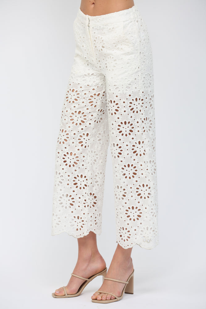Floral Eyelet Pants