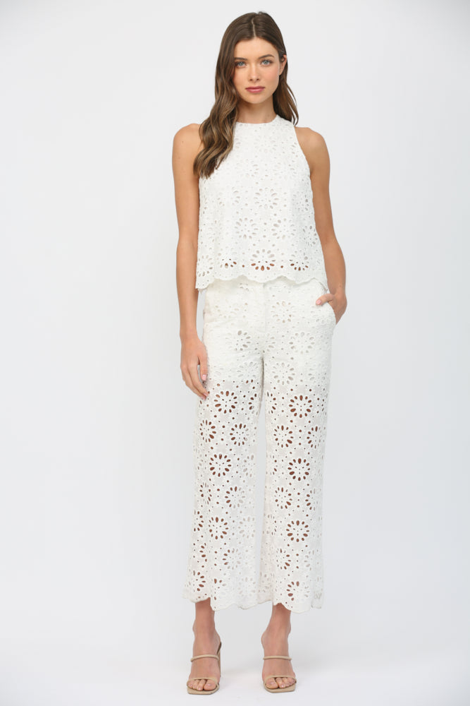 Floral Eyelet Pants