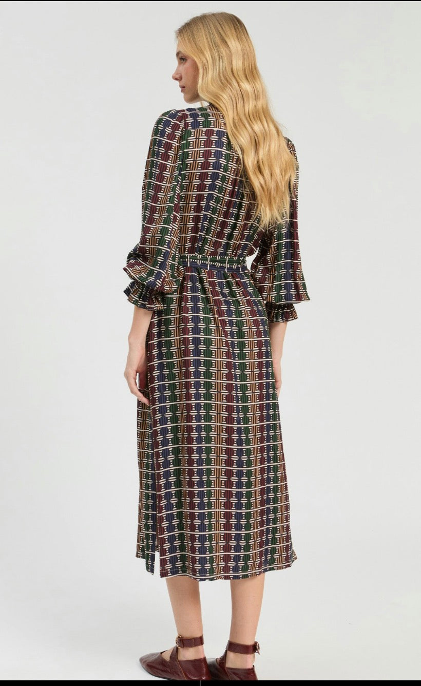 Geometric Print Press Dress