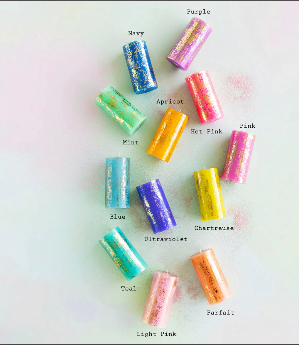 Gold Leaf Rainbow Pillar Candles