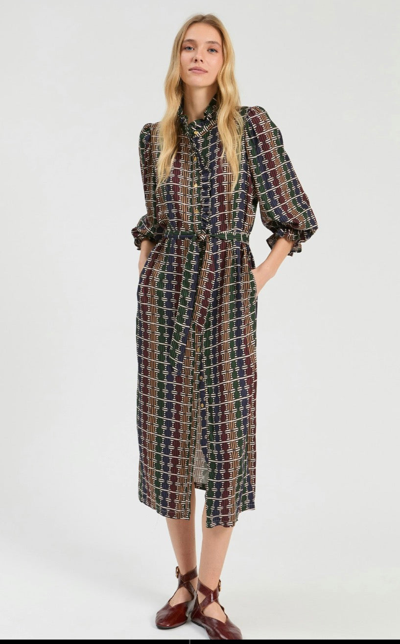 Geometric Print Press Dress
