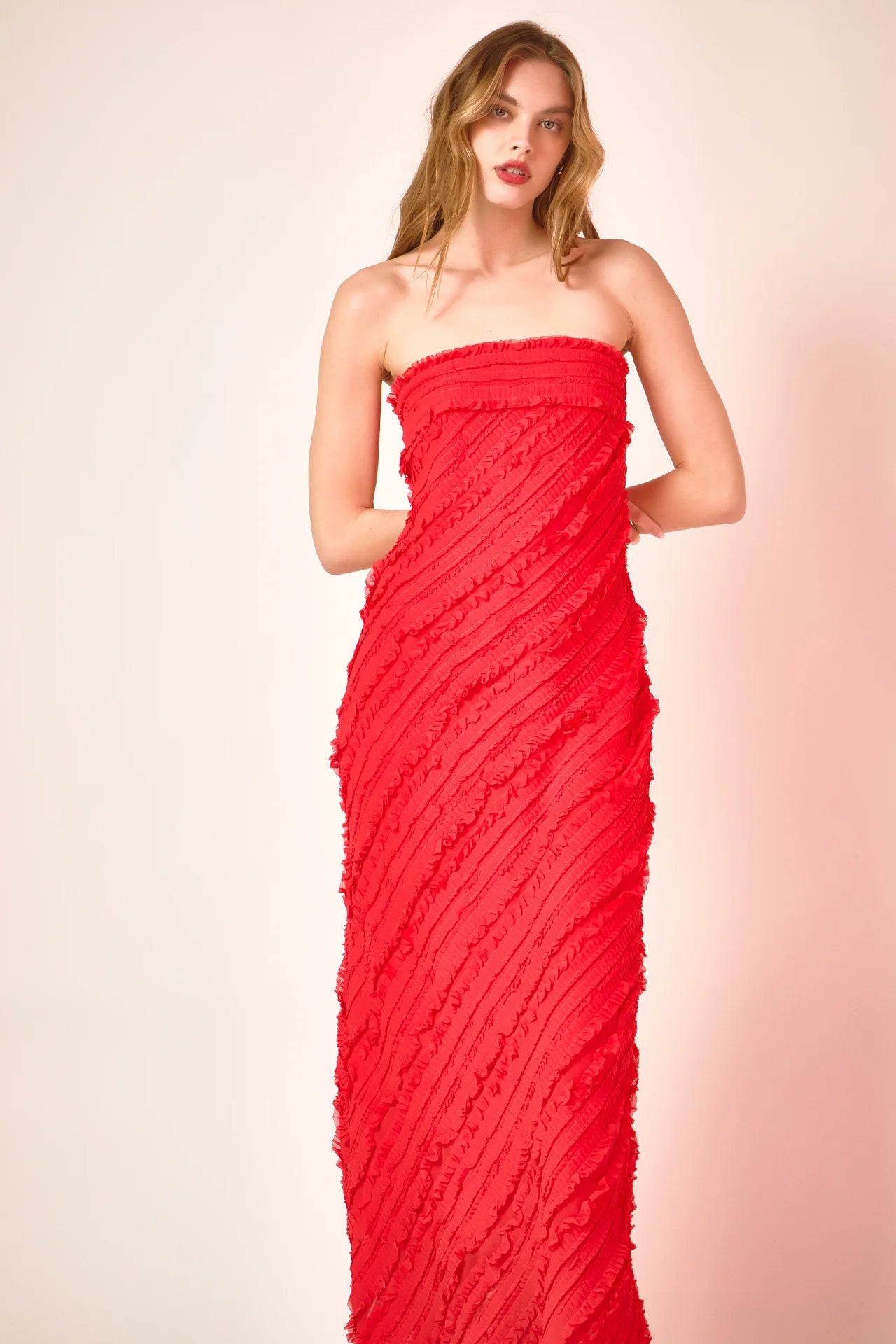 Strapless Ruffled Maxi