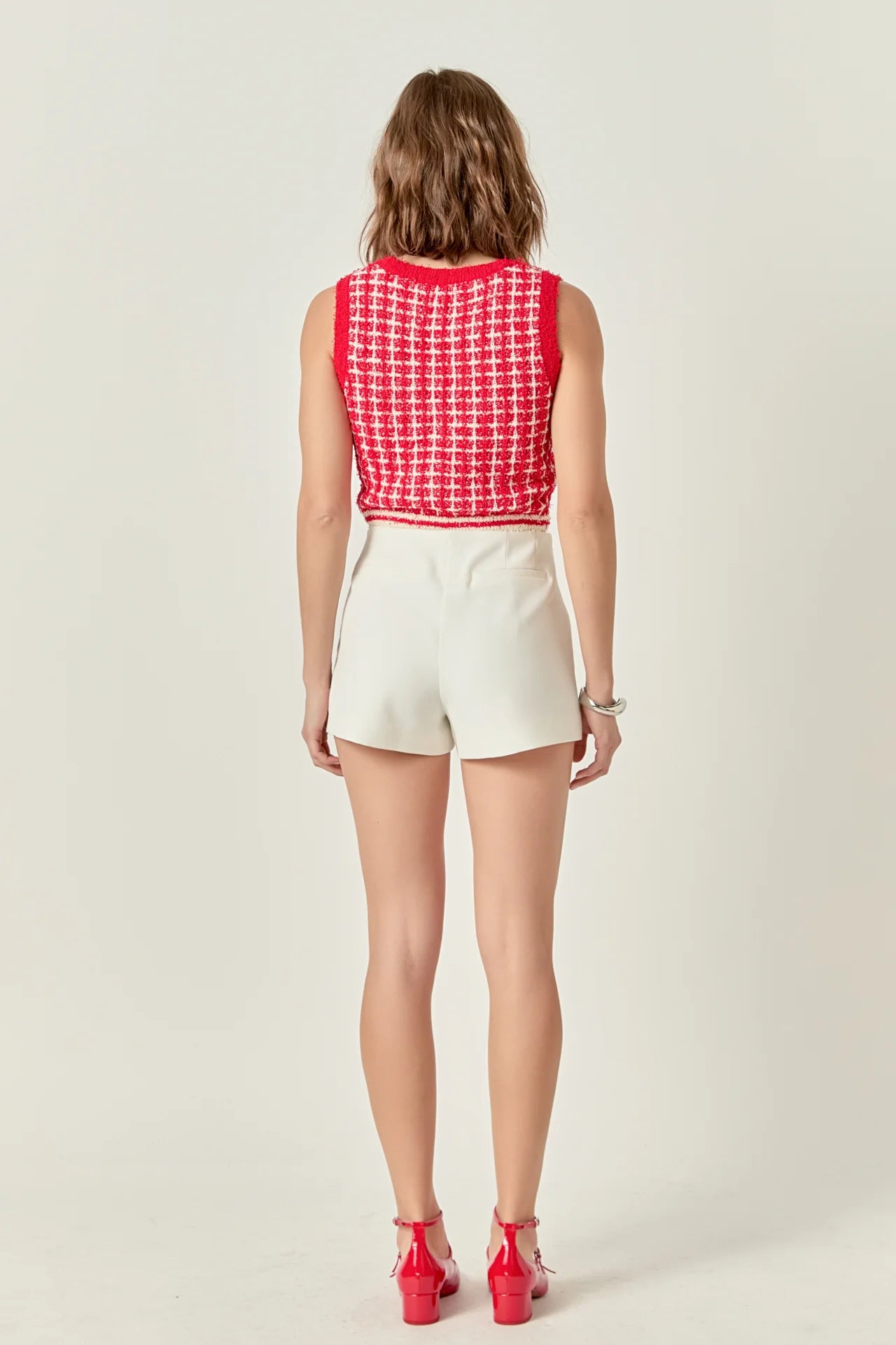 Check Knit Crop Top