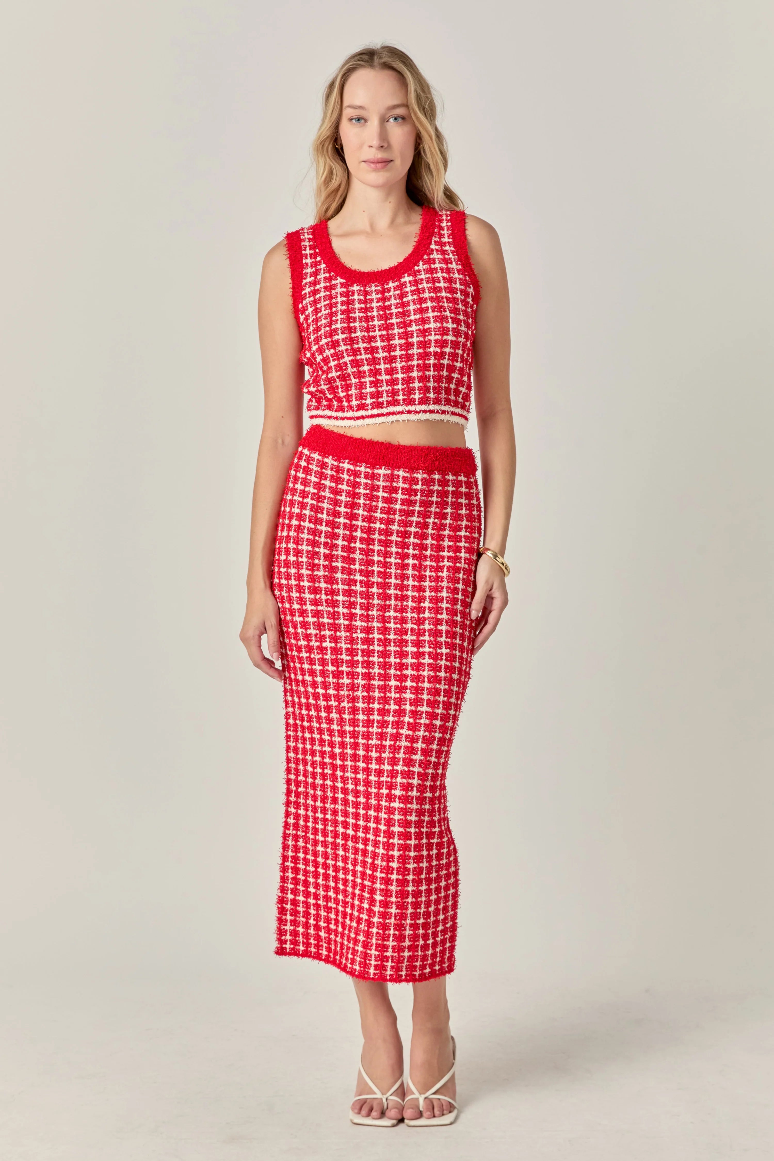 Check Knit Crop Top