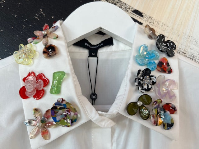 Fancy Flower Collar Shirt