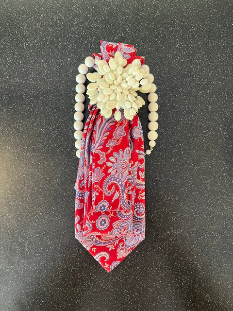 Red Paisley Tie Necklace