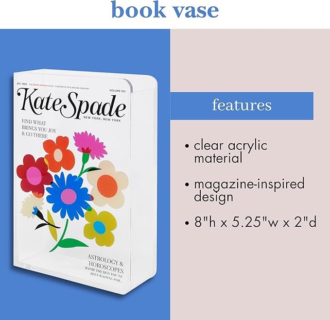 Kate Spade KS Magazine Acrylic Book Vase