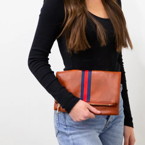 Preppy Stripe Foldover Clutch