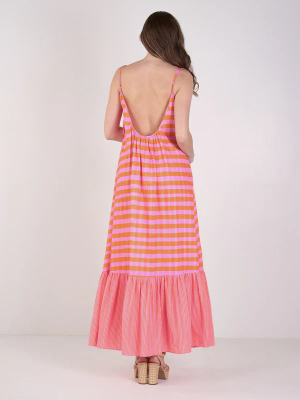Susannah Maxi - Coral Pink Stripe