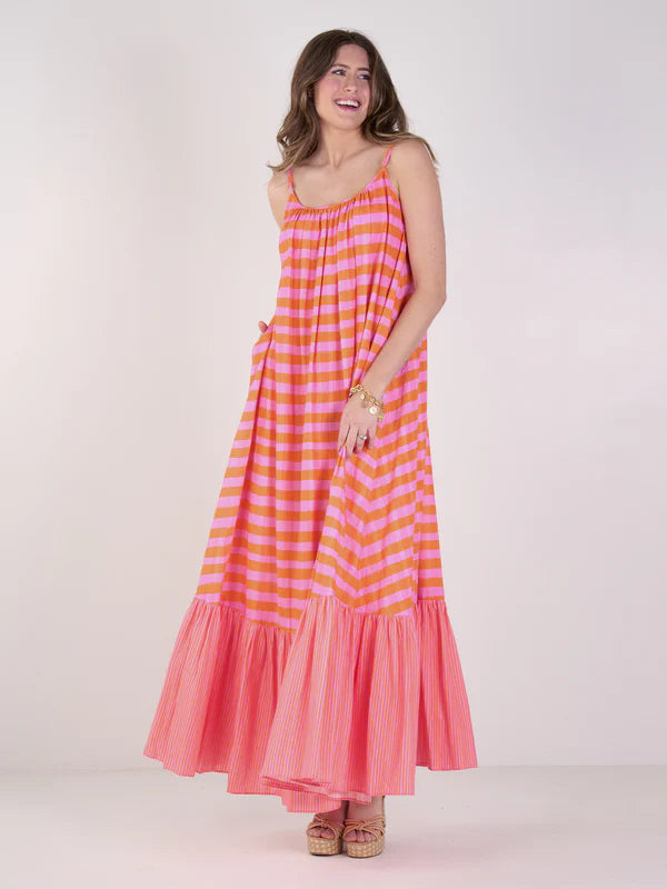 Susannah Maxi - Coral Pink Stripe