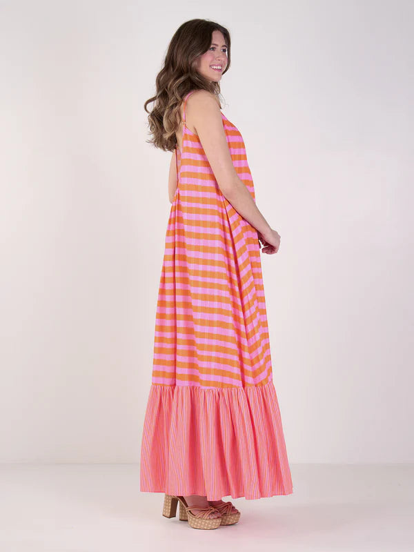 Susannah Maxi - Coral Pink Stripe