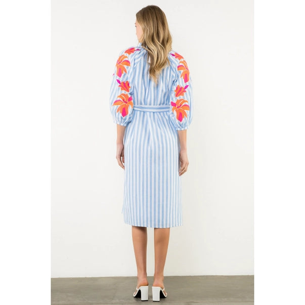 Striped embroidered Dress