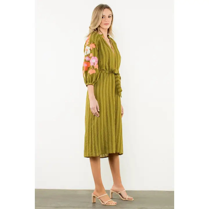 Olive Embroidered Dress