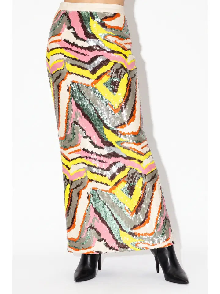 Rainbow Wave Sequin Skirt