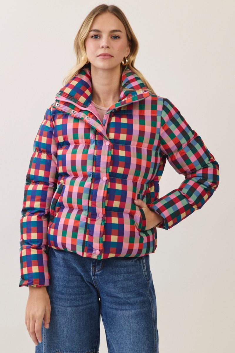 Plaid Puffer Coat