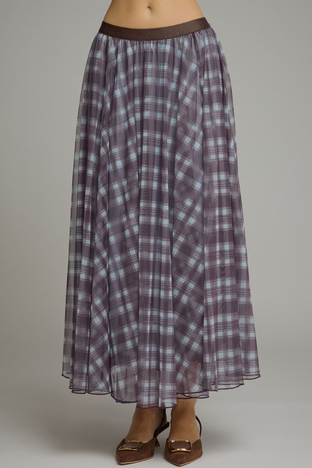Plaid Chiffon Skirt