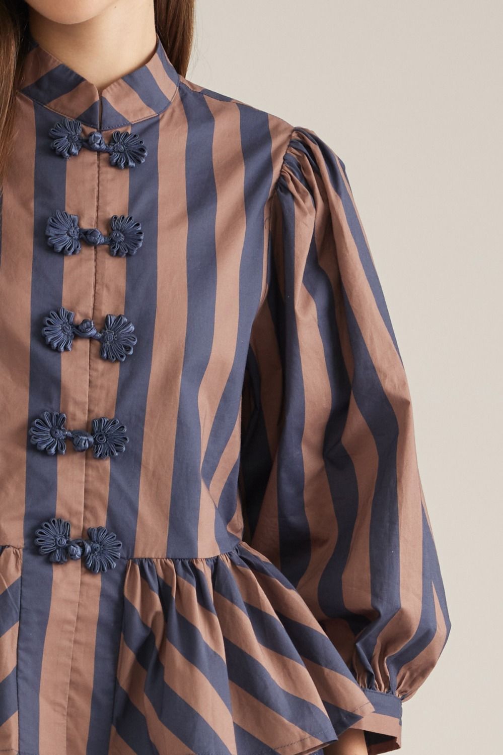 Brown & Navy Striped Top
