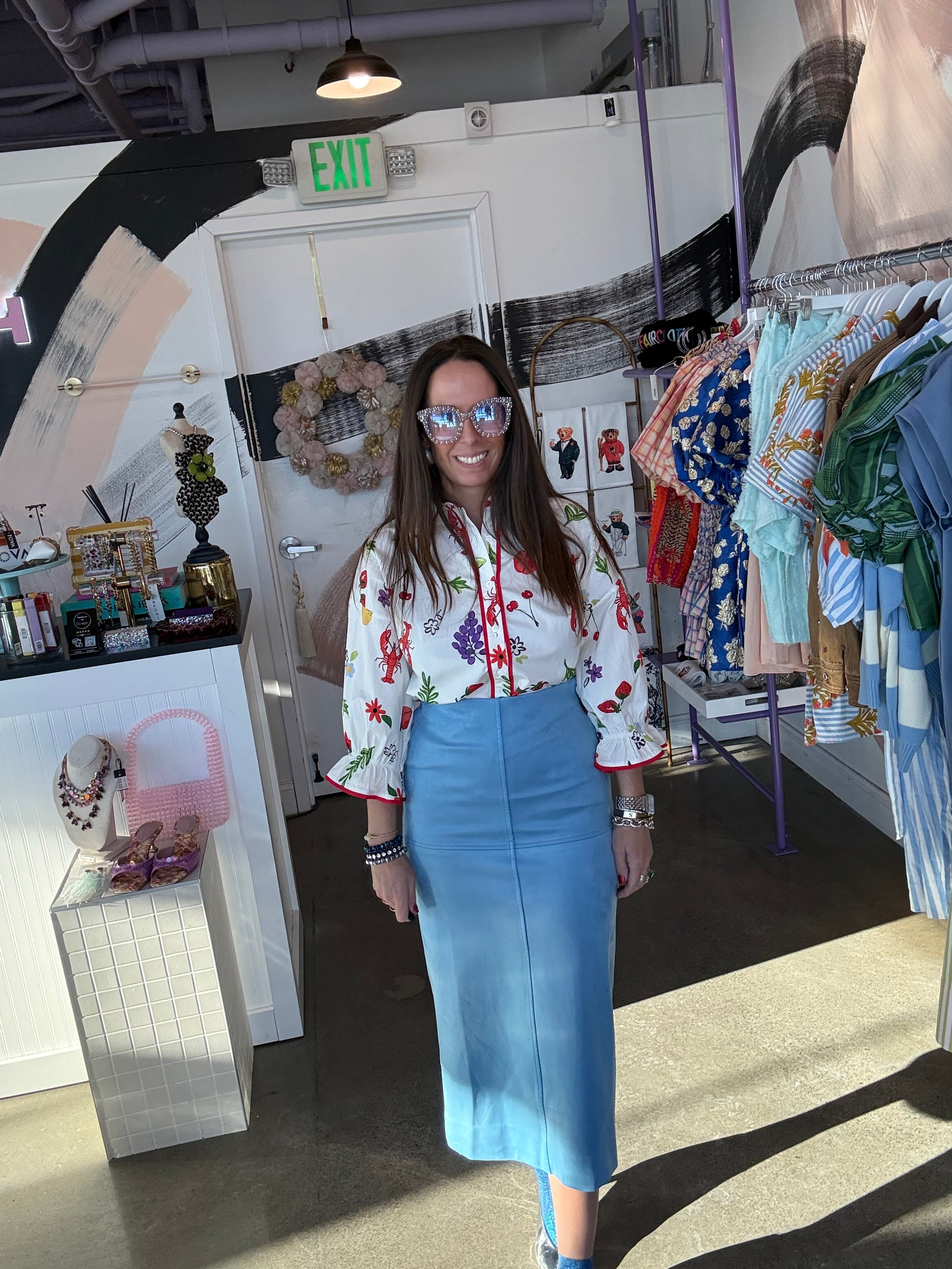 Spring Showers Suede Midi Skirt