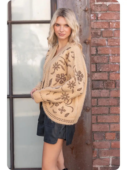 Mustard Floral Cardi