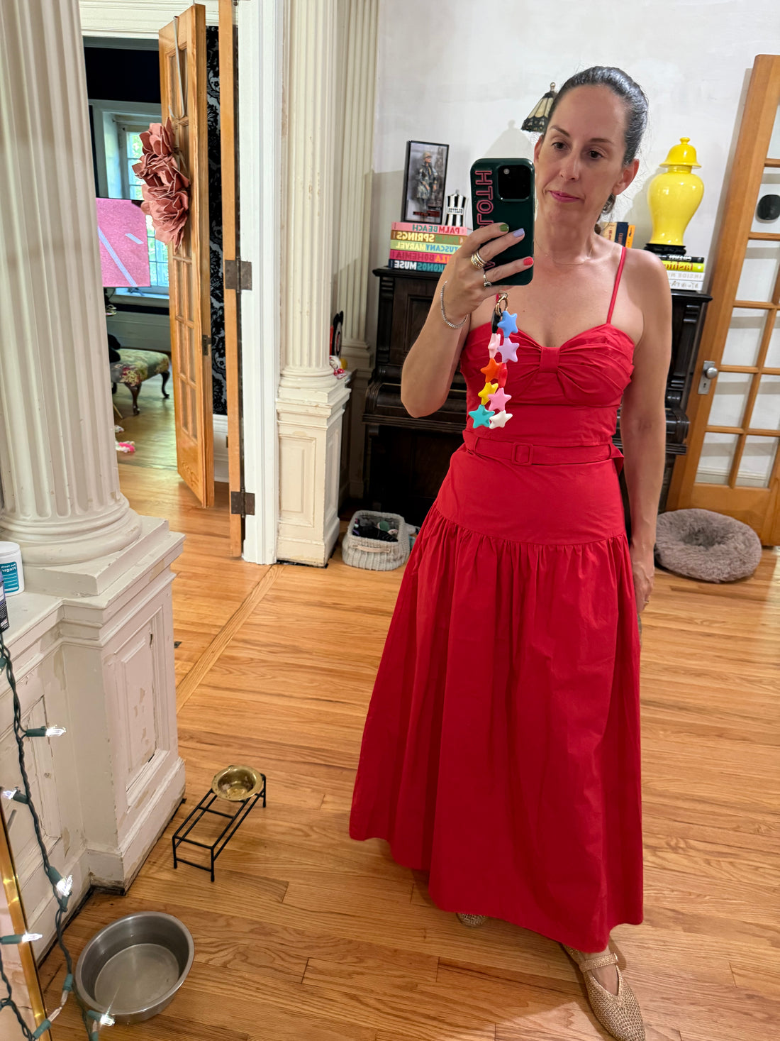 Belted Red Maxi Skirt