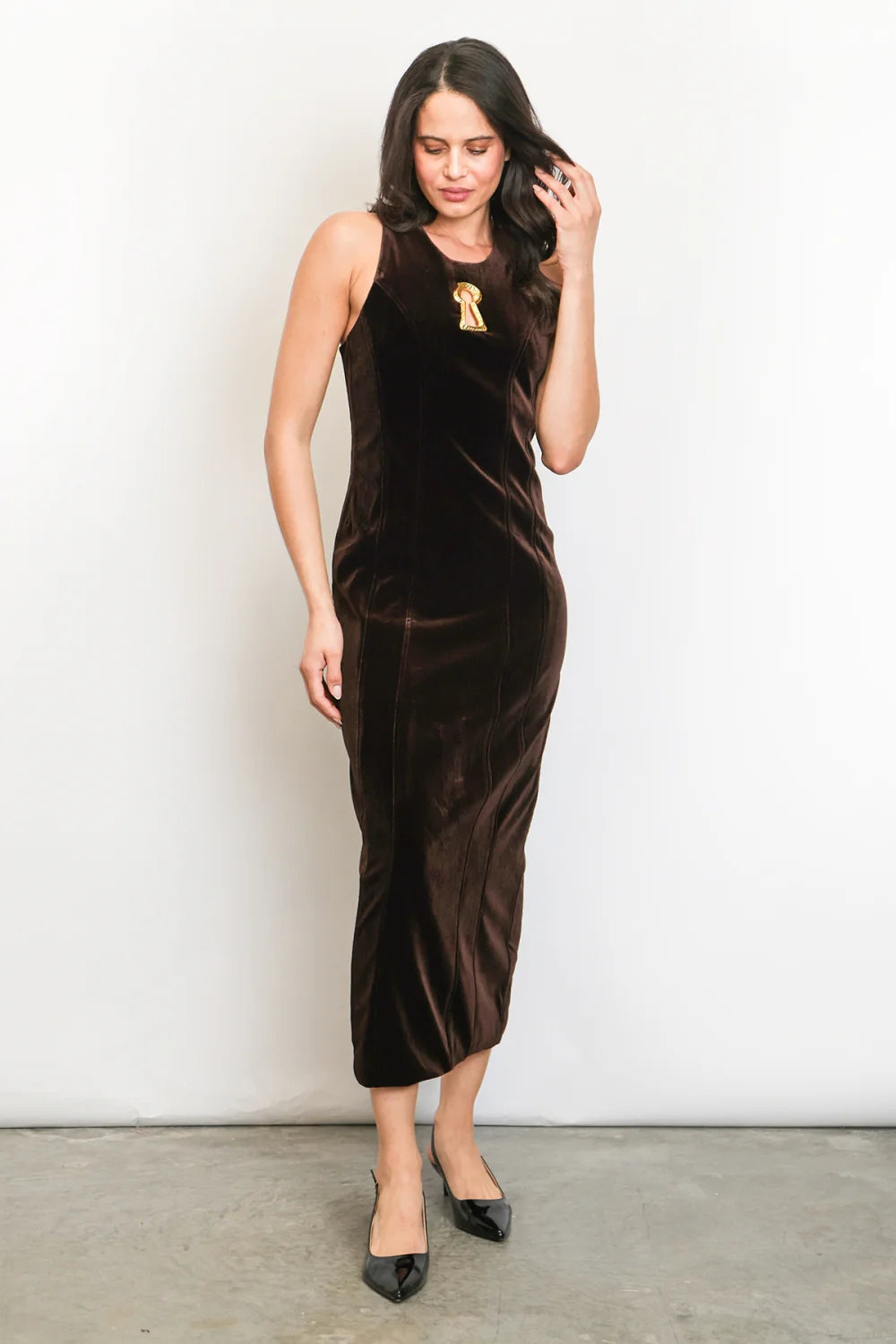 Keyhole Velvet Dress