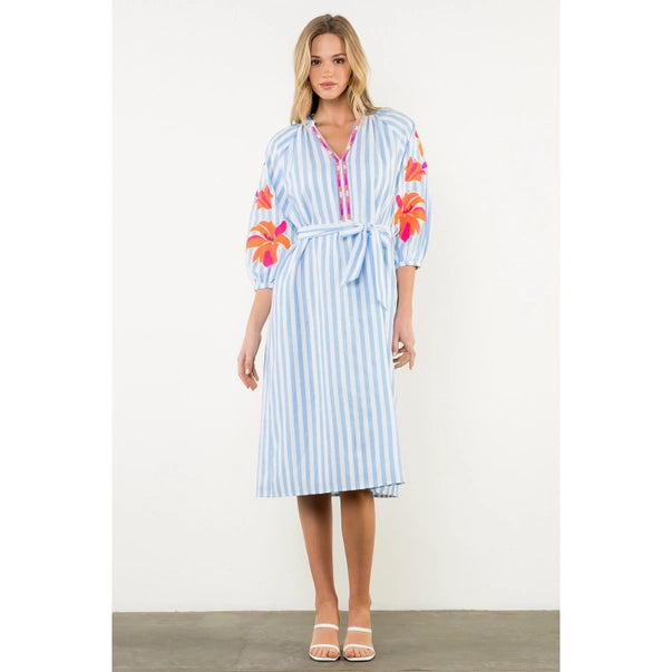 Striped embroidered Dress