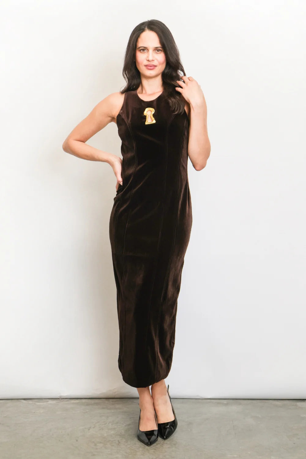 Keyhole Velvet Dress