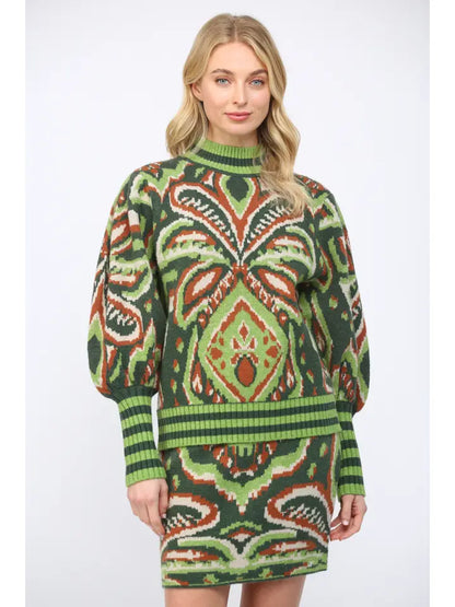 Green Print Sweater