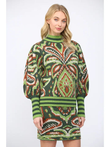 Green Print Sweater