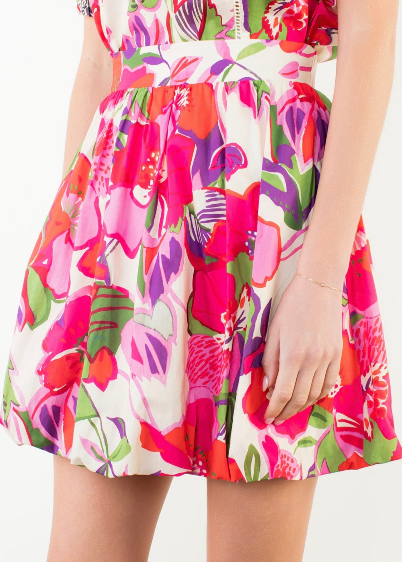 Floral Print Bubble Mini Skirt
