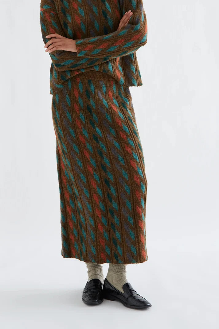 Geo Print Knit Skirt