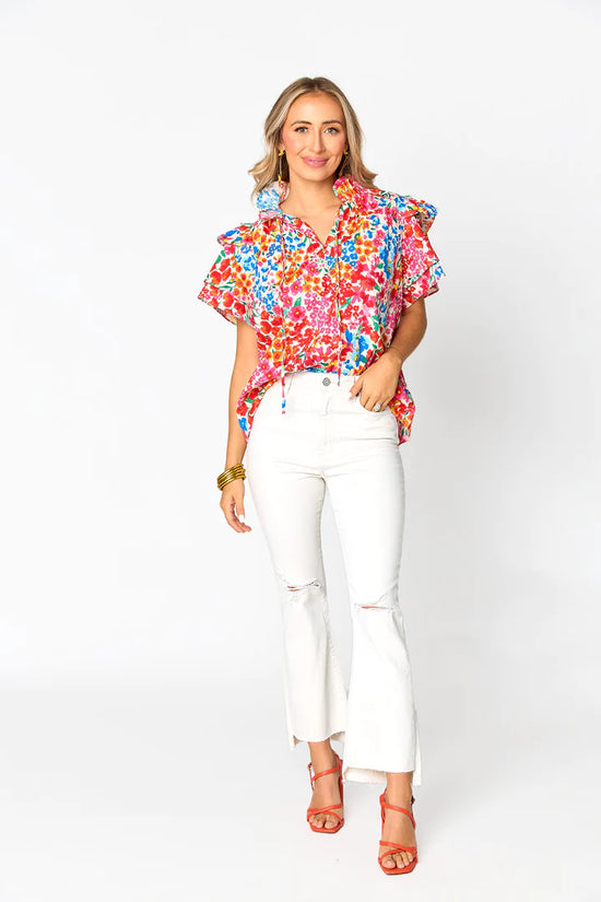 Berry Floral Ruffle top