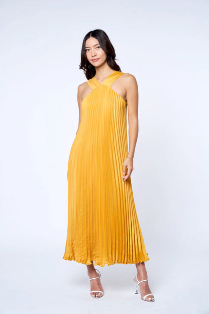Pleated Halter Dress
