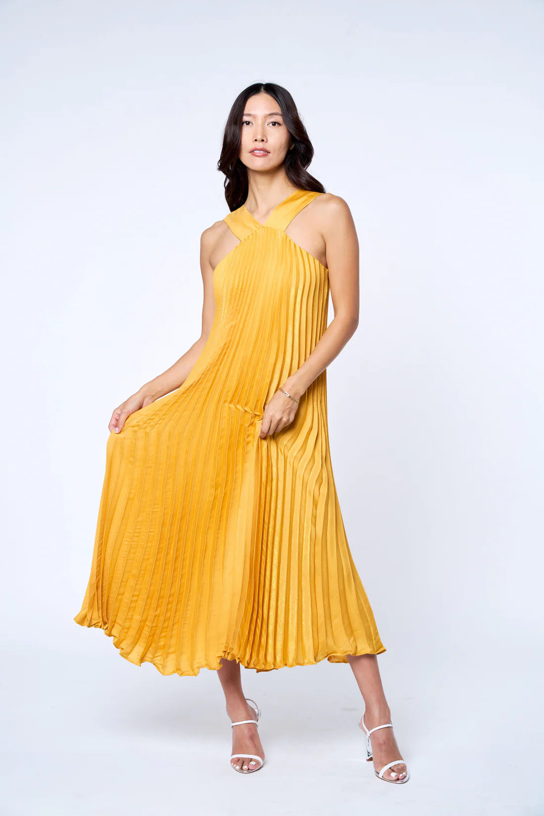 Pleated Halter Dress