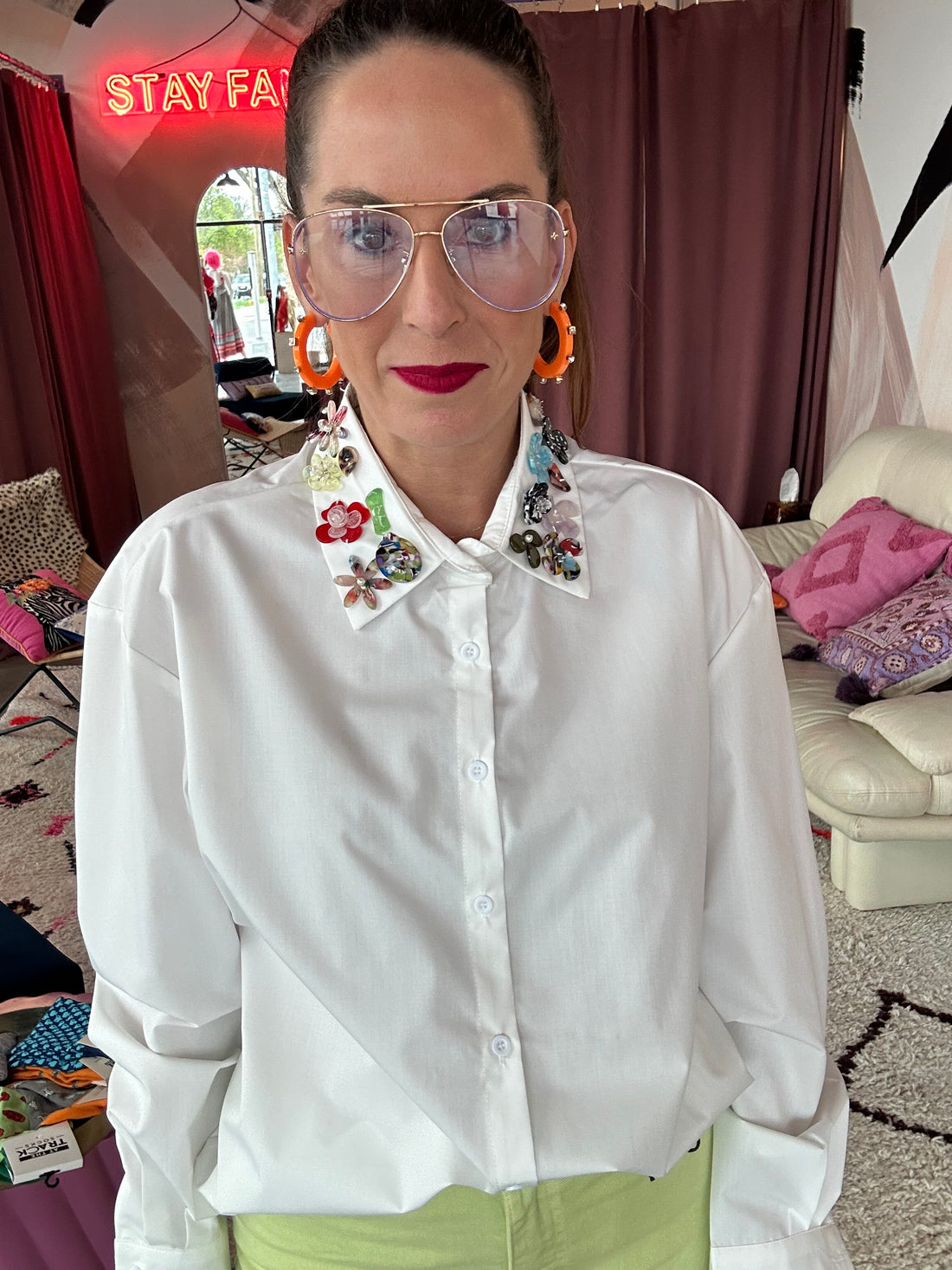 Fancy Flower Collar Shirt
