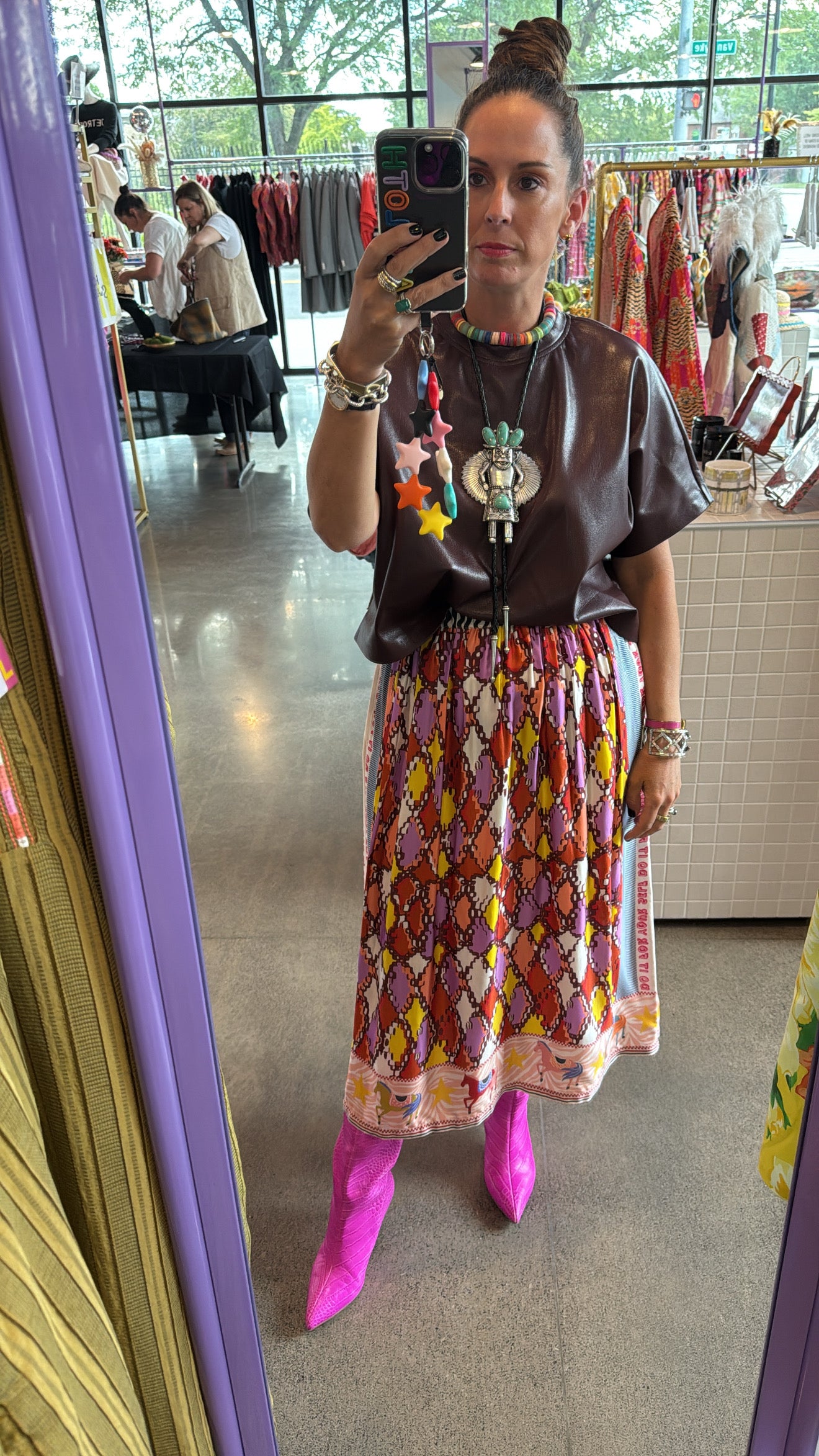 Vanessa &quot;Horse&quot; Printed Midi Skirt