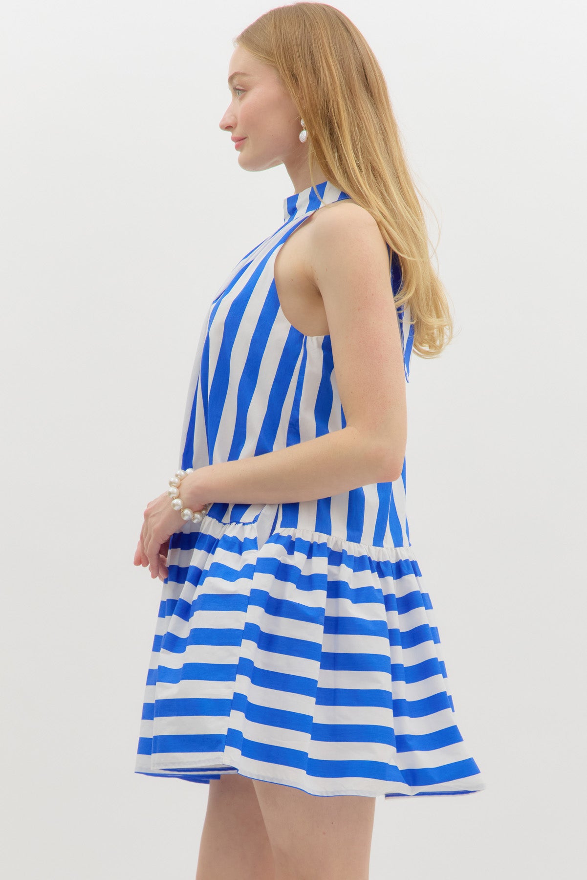 Royal Striped Halter Dress