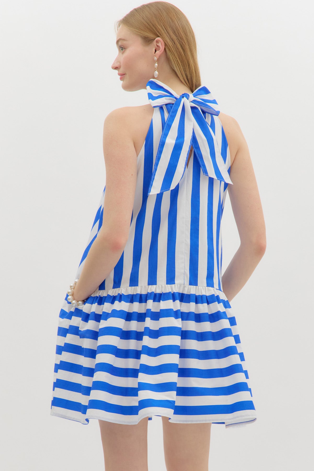 Royal Striped Halter Dress