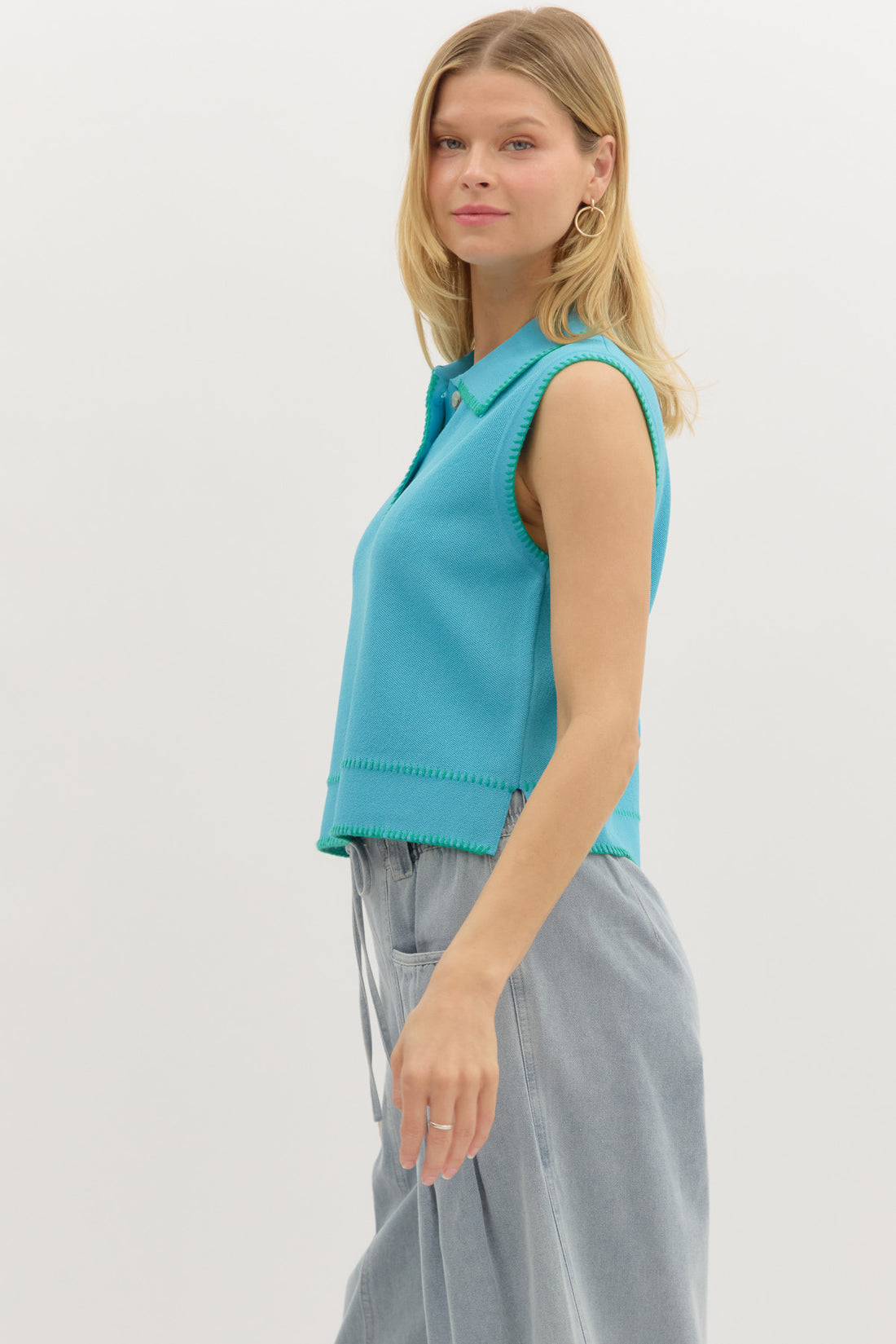 Aqua Sleeveless Sweater